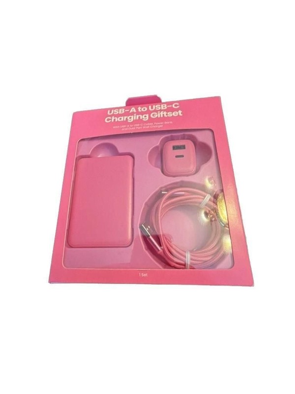 NEW Chug USB-A to USB-C Charging Giftset Pink