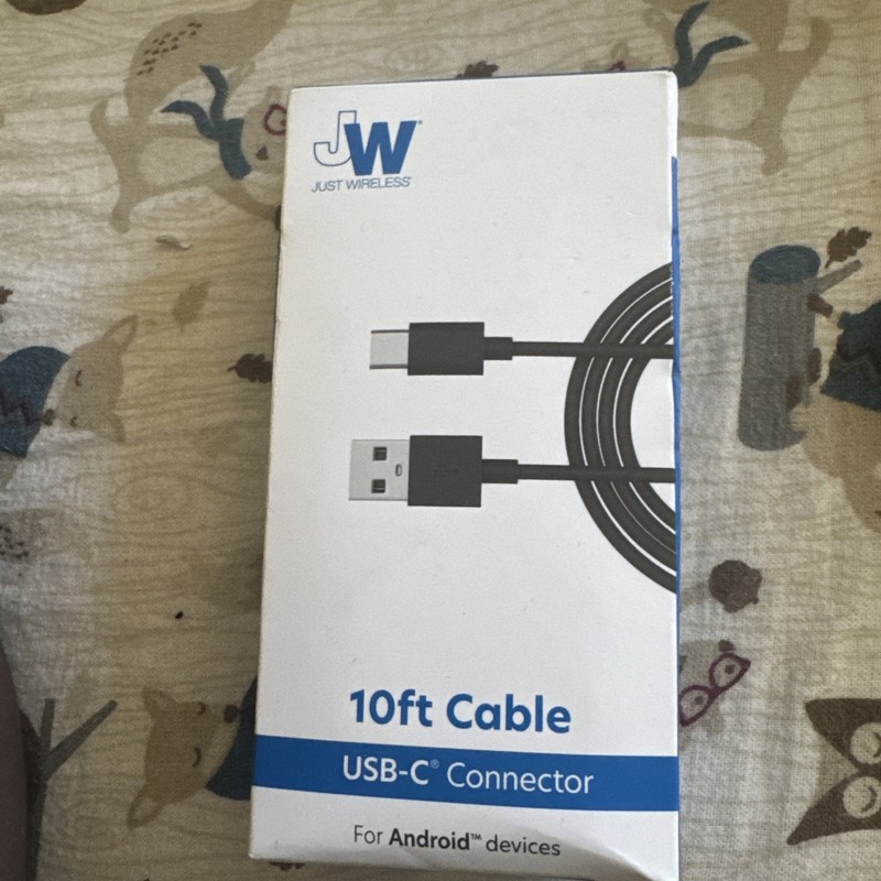Just Wireless Durable Nylon 10 Ft. USB C Cable Extra Length for Android Devices
