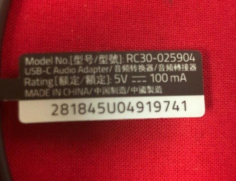 RAZER 2 RZ35-0259UR10-R3U1 USB-C AUDIO ADAPTER RC30-025904 gallery