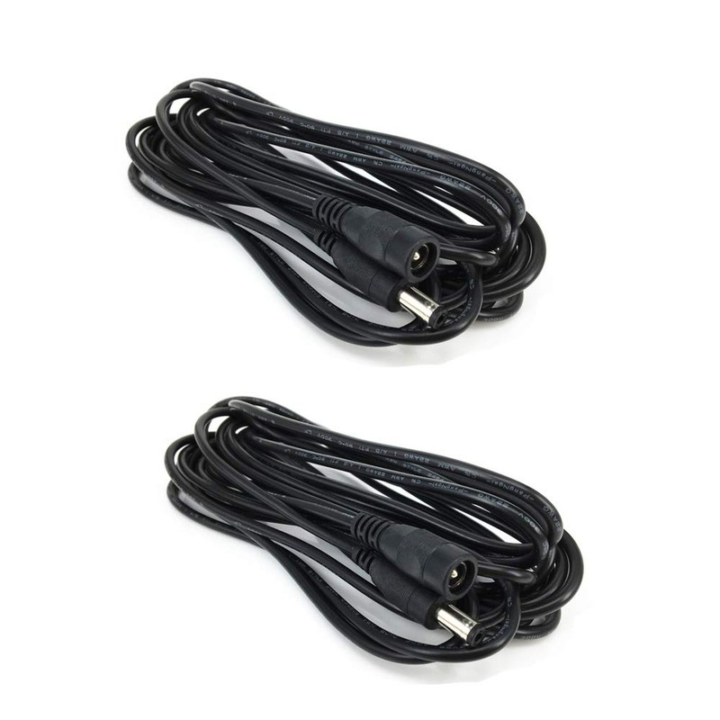 2 Pack 5m Black DC Extension Cable with Male to Female 5.5mm x 2.5mm Connecto...