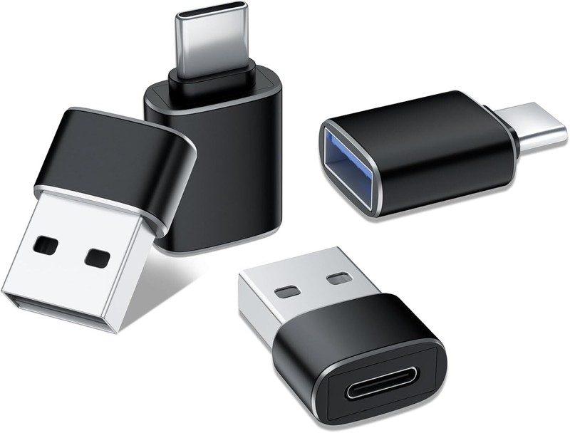 USB to USB C Adapter iPhone USB C OTG Adapter Car Charging Port Adaptor, 4 Pack