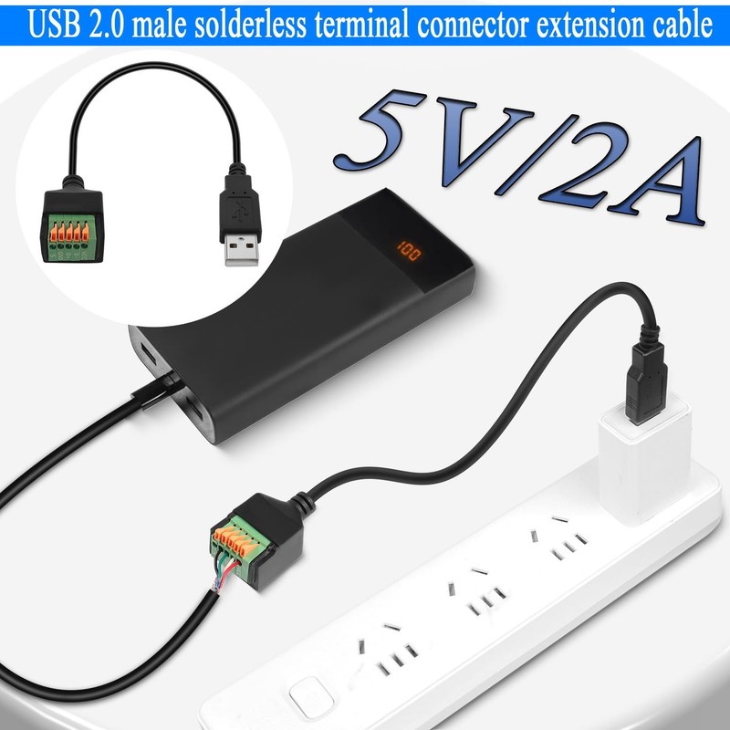 11.8 in Quick Connect USB Solderless Adapter Male to 5-Pin Spring Terminal gallery