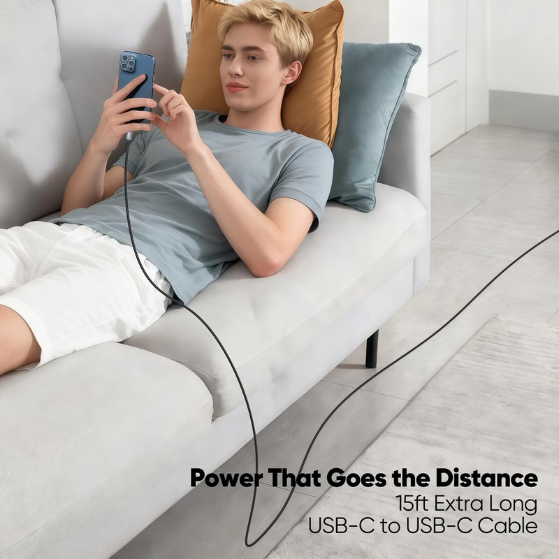 15 ft USB C Cable Fast Charging 100W, Extra Long USBC to TypeC Charger Cord 4... gallery
