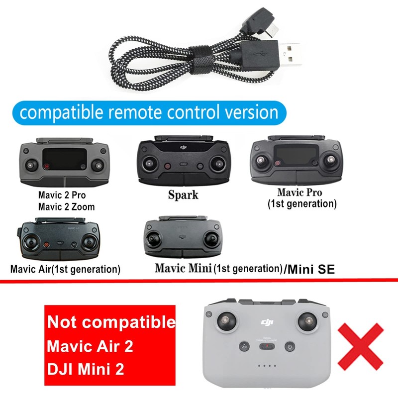 Nylon Braided Remote Controller USB Charging Cable Cord for DJI Mavic 2 Pro/Zoom gallery