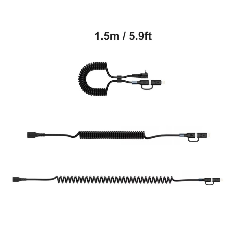 2in1 Coiled USB-C/8 Pin Cable Charger For iPhone 16 15 14 13 Samsung S24 S23 S22 gallery