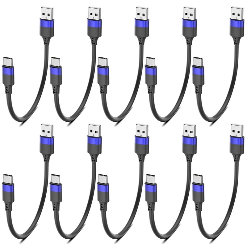 6 inch Short USB C Cable Bulk 10 Pack, Multipack Short USB A to USB C Cable for