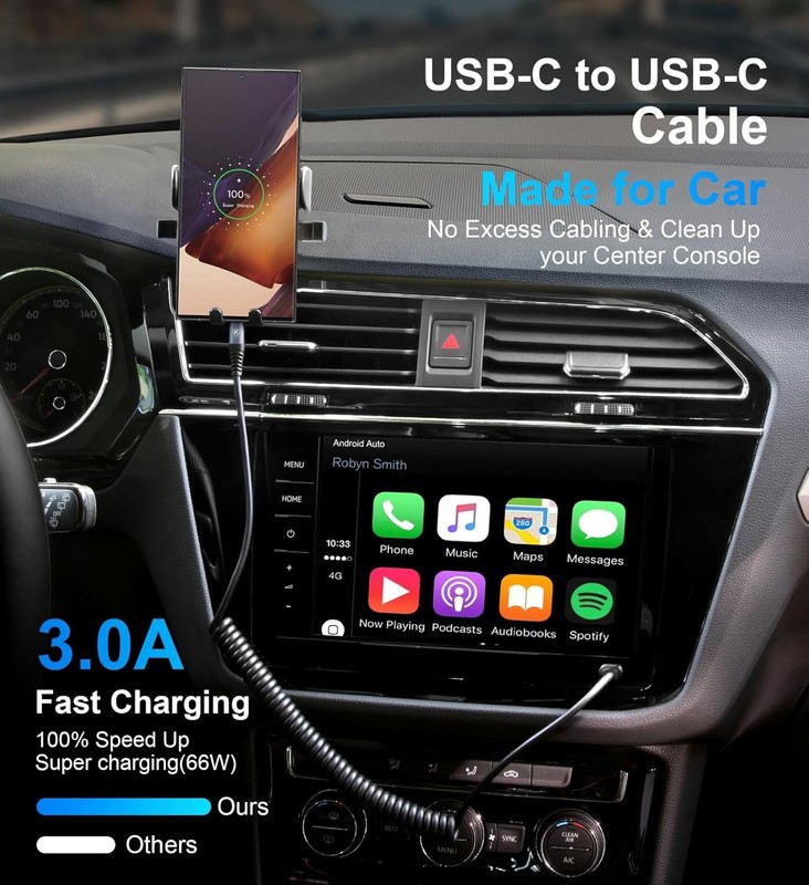 USB C to C Cable 3ft 2Pack Coiled USB C Charger Cable for Car Type C Fast gallery