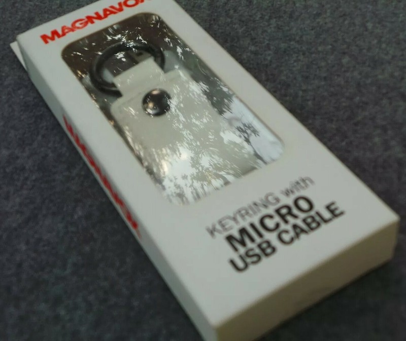 Magnavox MMA3505 Keychain With Micro USB White Leather On The Go Charging Cable gallery