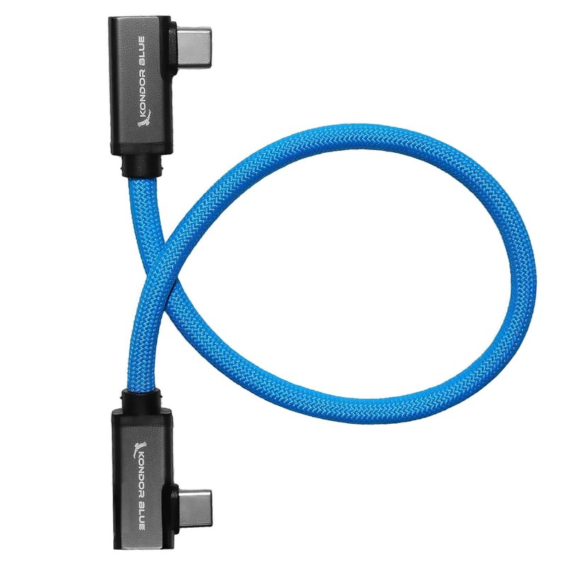 | Dual Right Angle 12″ USB-C Braided Cable for 8K Data and Power Delivery | 2…