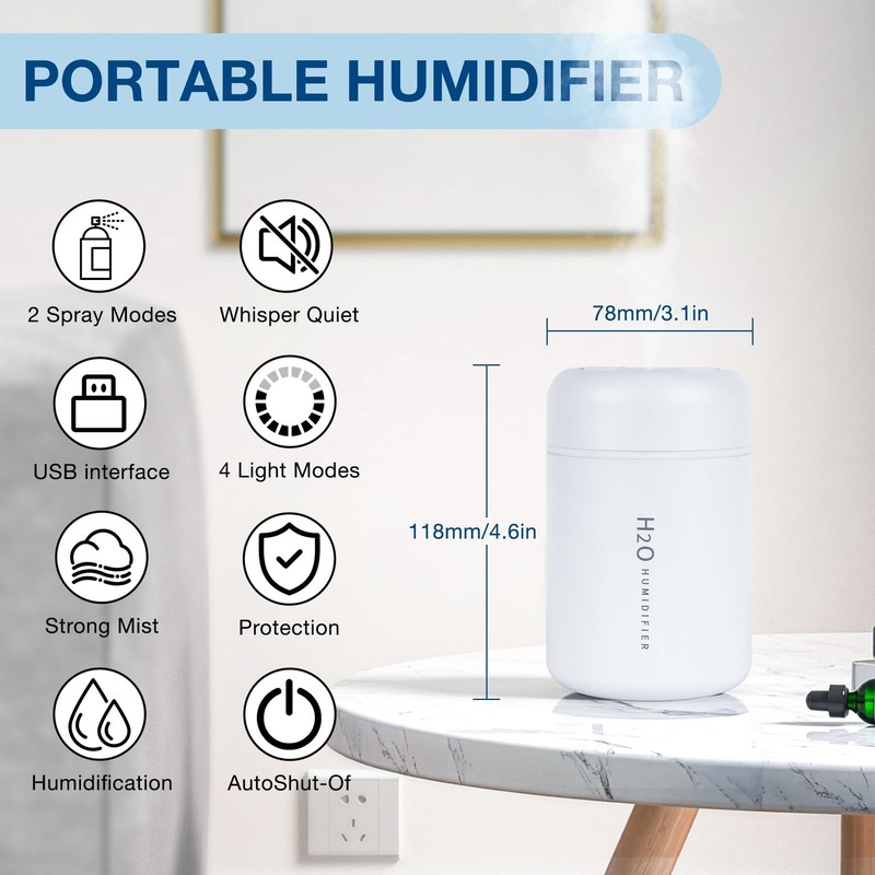 Portable Mini Humidifier, 300ml USB Cool Mist Small Humidifier with... Fast Ship gallery