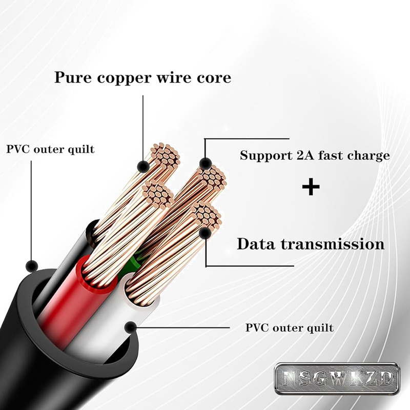 Micro USB Cable 1Ft - Left Angle, Data Transfer, Fast Charging Cord Short 12 ... gallery