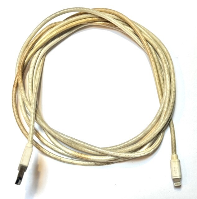 Durable Nylon Braided White 9 ft USB Charging Cable for older iPhone, iPad, iPod