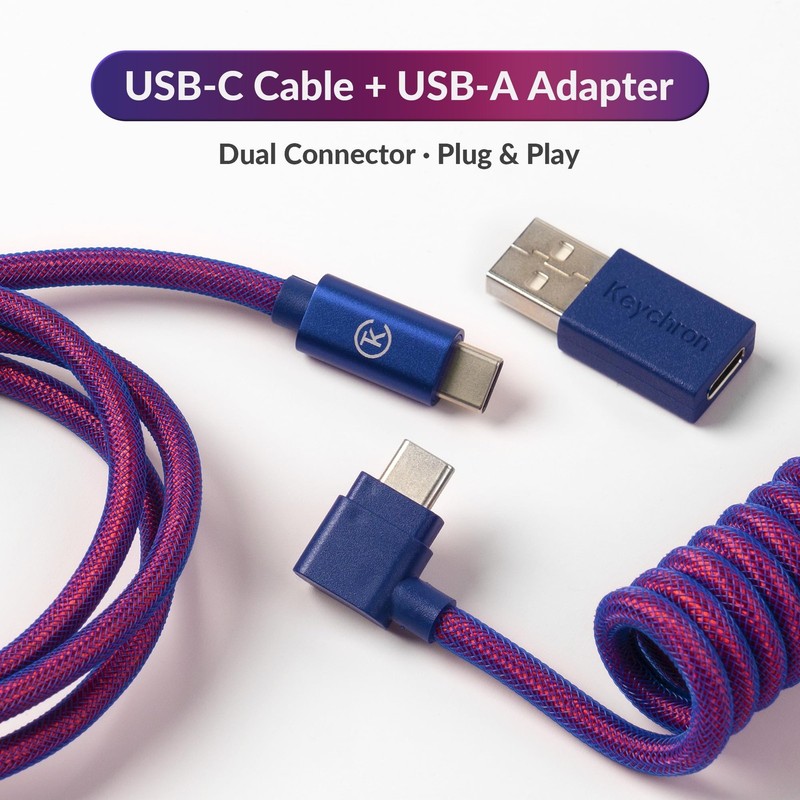 Premium Coiled USB-C Angled Purple Cable, 5-Pin GX16 Detachable Metal Connect... gallery