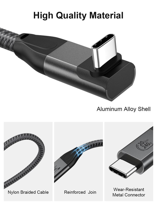 USB C to USB C Cable, Right Angle USB C 3.2 Gen 2 Cable 20Gbps USB Type C Dat... gallery