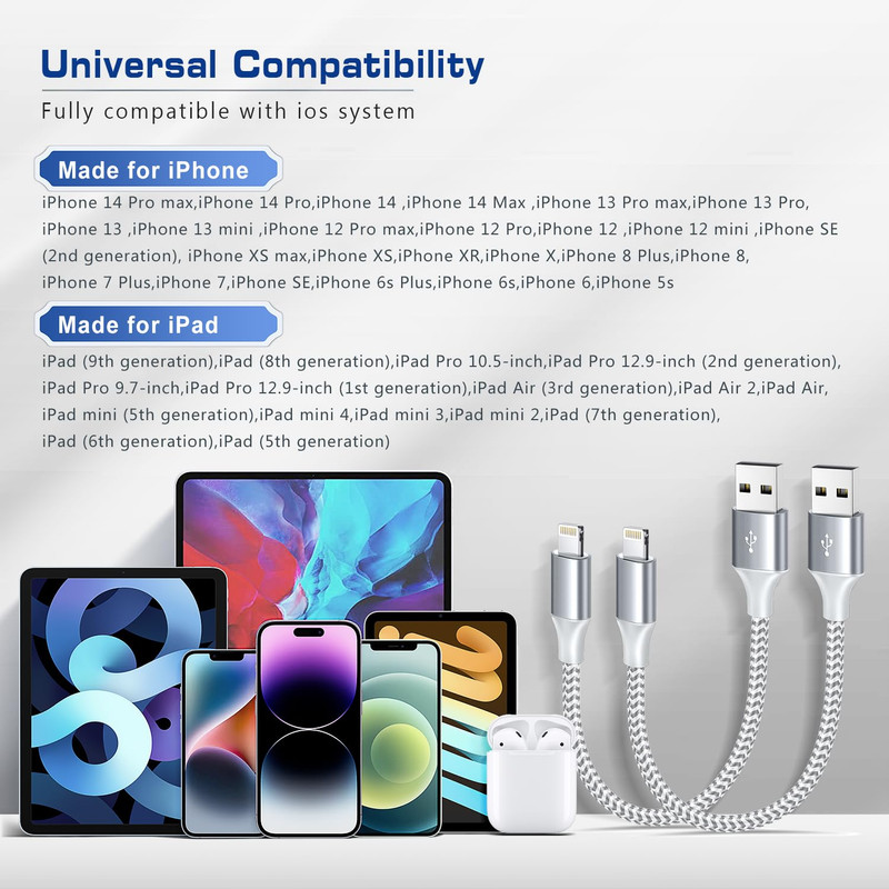 [Apple Mfi Certified] Short Iphone Charger 1Ft 2Pack,Usb a to Lightning Cord gallery