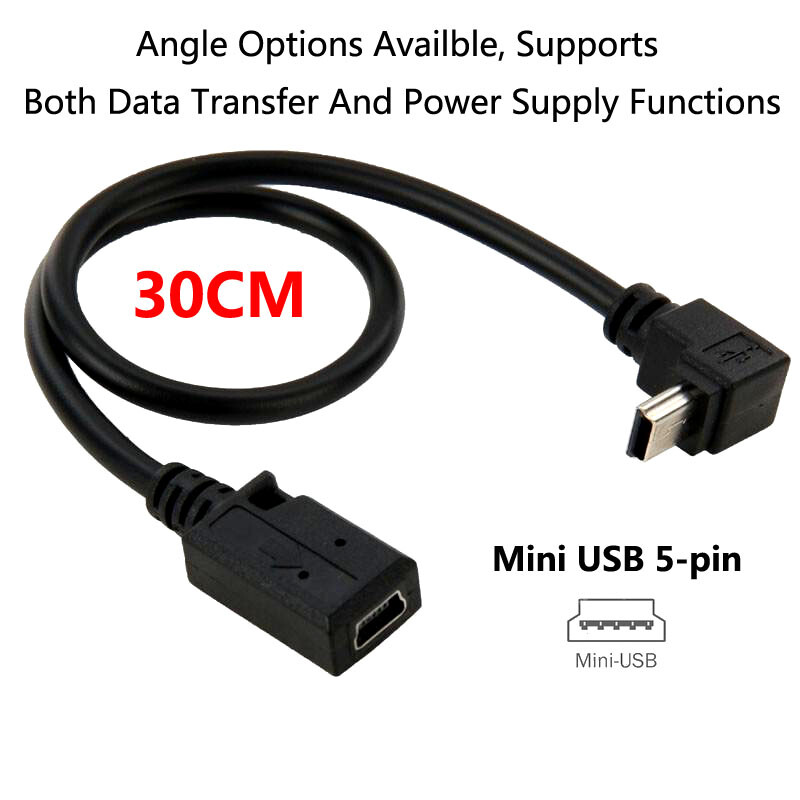 Mini USB 5Pin Extension Cable Male to Female Adapter Left Right Up Down Angle AU gallery