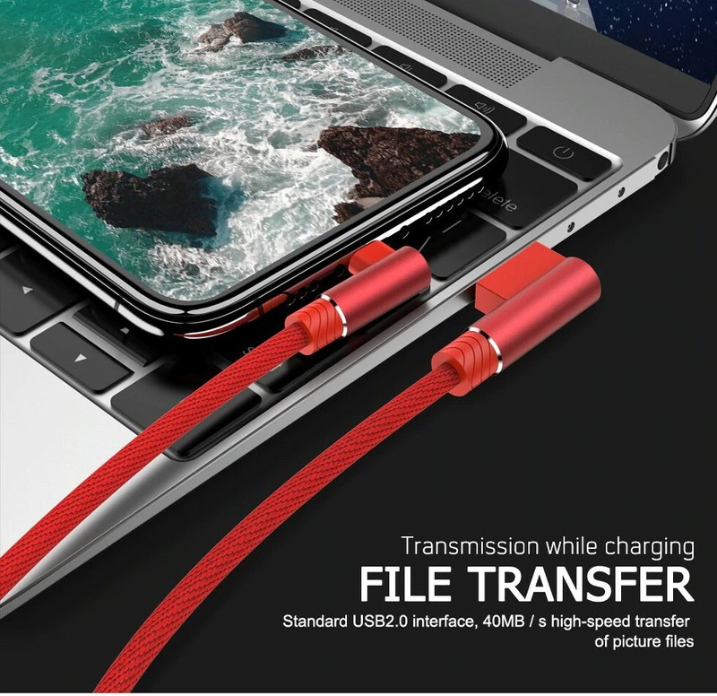 90 Degree 3A Fast Charging USB UNIVERSAL Cable For iPhone 6 And Above iPad
