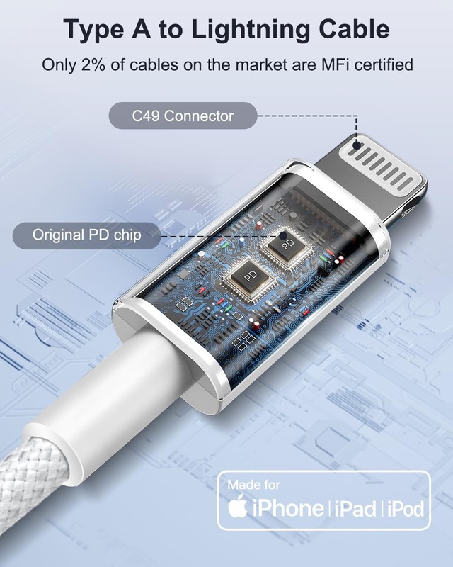 USB iPhone Charger Cable 3FT 2Pack Apple MFi Certified, USB to Lightning Cabl... gallery