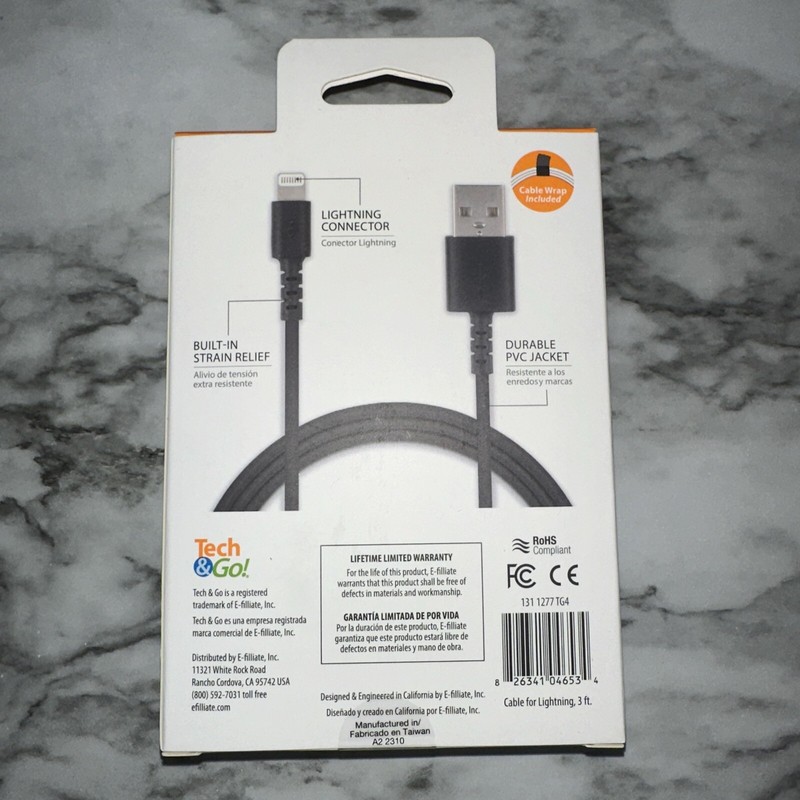 Tech & Go 3ft USB Charge Cable for iPhone iPad iPod - NEW SEALED PACKAGE - White gallery