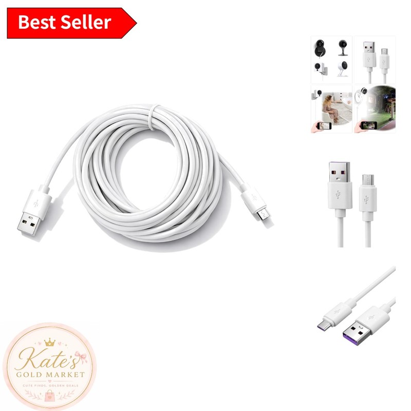 High-Performance 13ft Micro USB Cable for Security Cameras - Indoor/Outdoor Use
