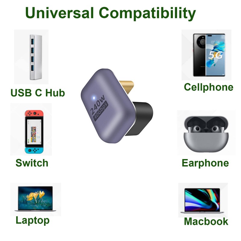 1x U USB C 4 Male to Female Extender Adapter 240W 40Gbps 8K Video Display Laptop gallery