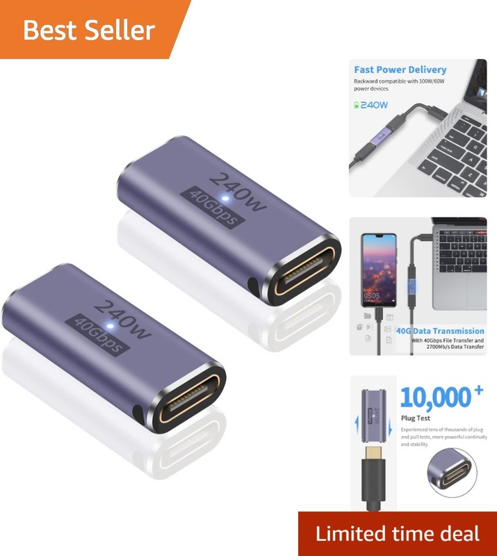 Mini USB C Female to Female Coupler, 40Gbps Data Transfer for Gaming & More