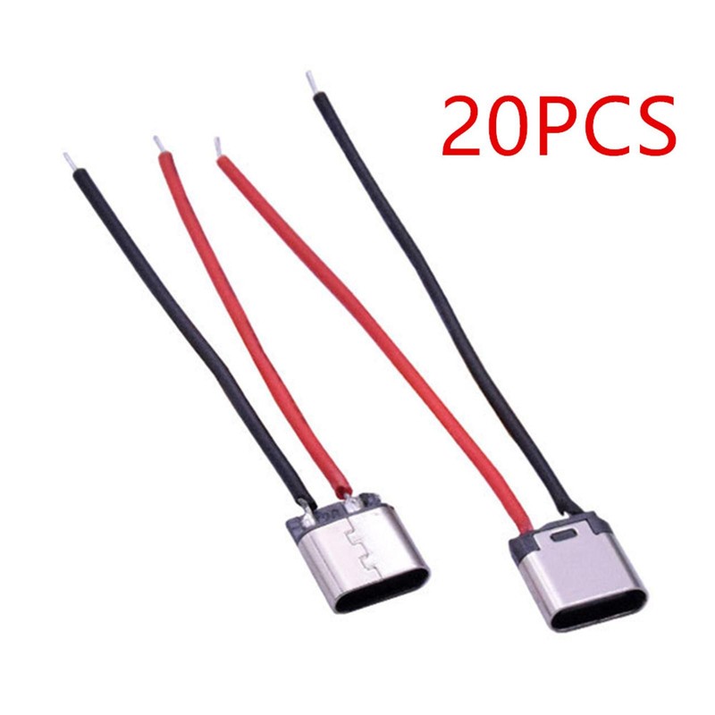 20Pcs Type-C 2-Pin Welding Wire Female Connector Cable Female Socket 5V 3A; gallery