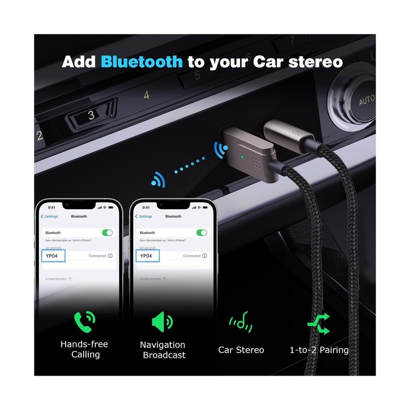 Bluetooth 5.3 to Aux Adapter for Car or Amp, USB to 3.5mm Female Bl... Fast Ship gallery
