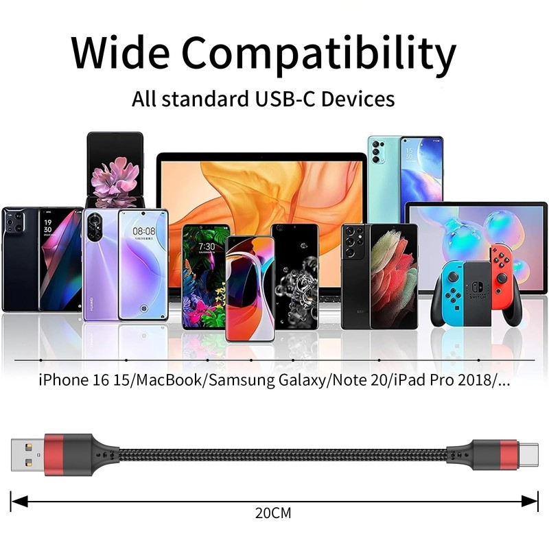 6 inch Short USB C Cable, 0.5ft 3 Pack USB A to USB C Cable Nylon Braided Sho... gallery