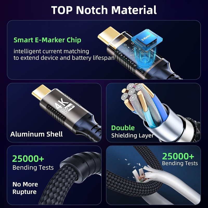 Durable Nylon-Braided USB-C Cable | 10Gbps Data Transfer gallery