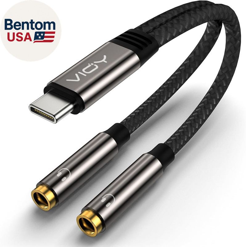 USB C to Dual 3.5Mm Female Headphone Splitter, Type C to Headphone Audio Jack Ad