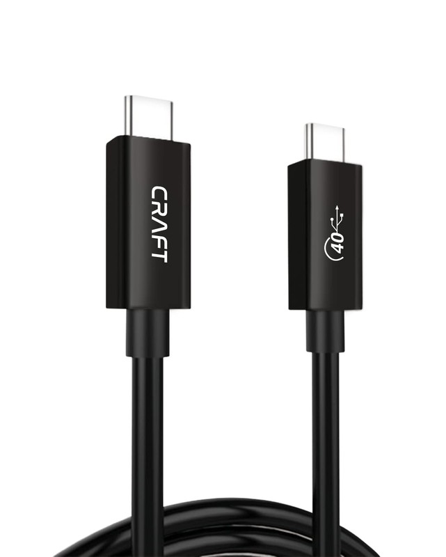 4ft USB4 Type C Data Cable Thunderbolt 4 Compatible 8K 100W Fast Charger Black