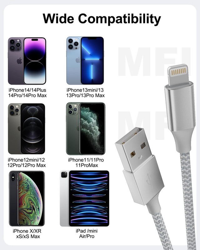 6FT Braided USB Cable For iPhone 14/13/12/11/XS/XR/8/7/6S/5 Fast Charge Cord Lot gallery