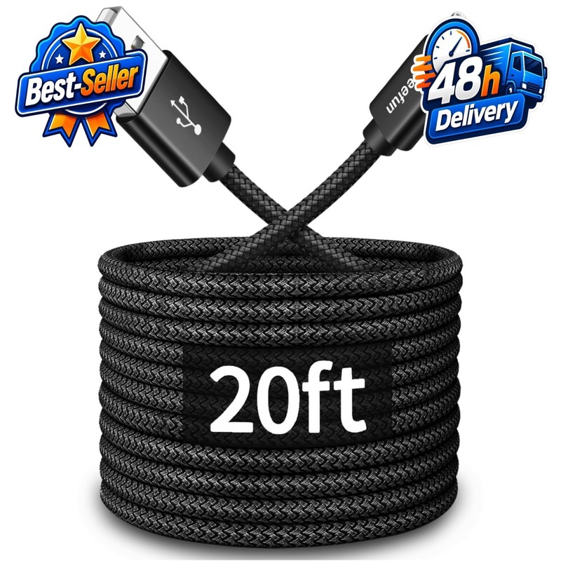 CLEEFUN 20ft USB C Cable – Fast Charging Type C Charger Cord