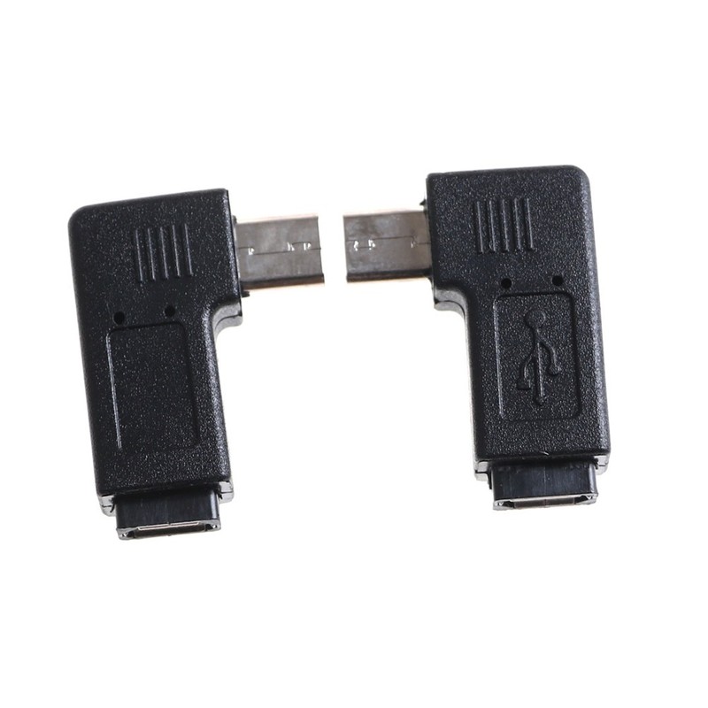 2 X 90Degree Micro Left &Right Angle Usb Male To Female Plug Adapters CharN8