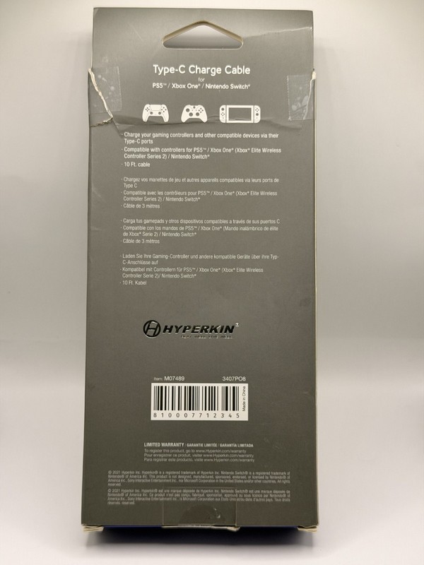 Hyperkin 10 Ft. Type-C Charge Cable for PS5/Xbox Series X/Nintendo Switch - gallery