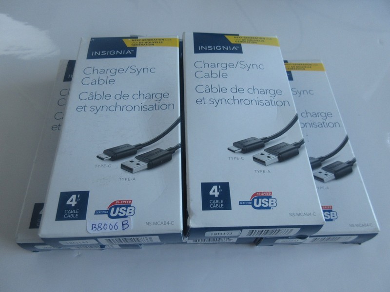 Lot of 5 Insignia 4ft. USB C Charge/Sync Cable NS-MCAB4-C