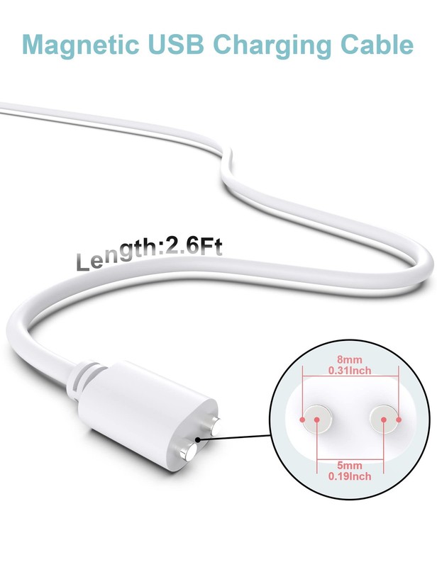 2.6Ft Magnetic USB DC Charger Cable Charging Cord - White(5mm/0.2in) gallery
