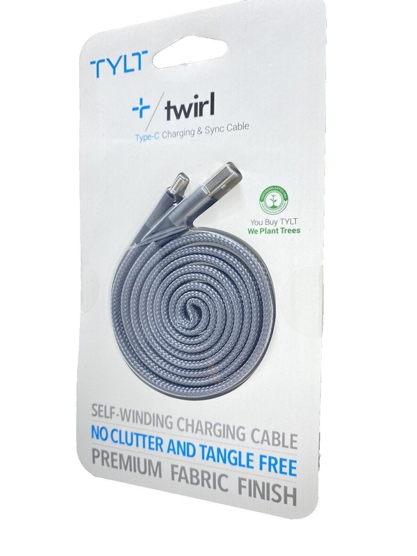 Twirl TYLT USB Type C Self-Winding Charging Cord 3.3ft Charger Cable gallery