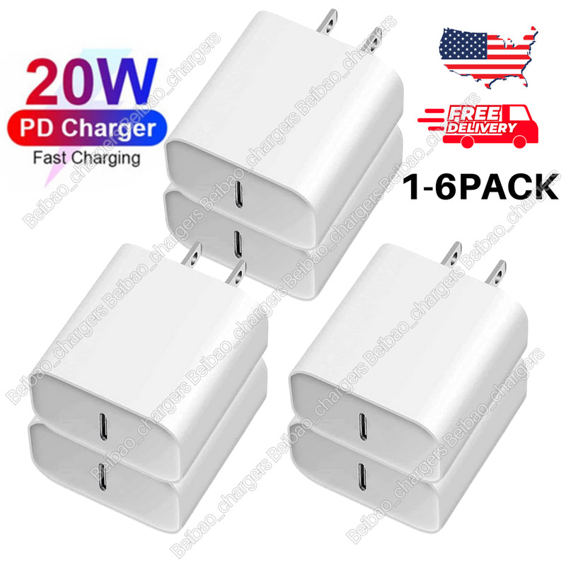 1-6X 20W USB Type C Wall Charger Power Adapter Fast Block Charging Brick Box LOT