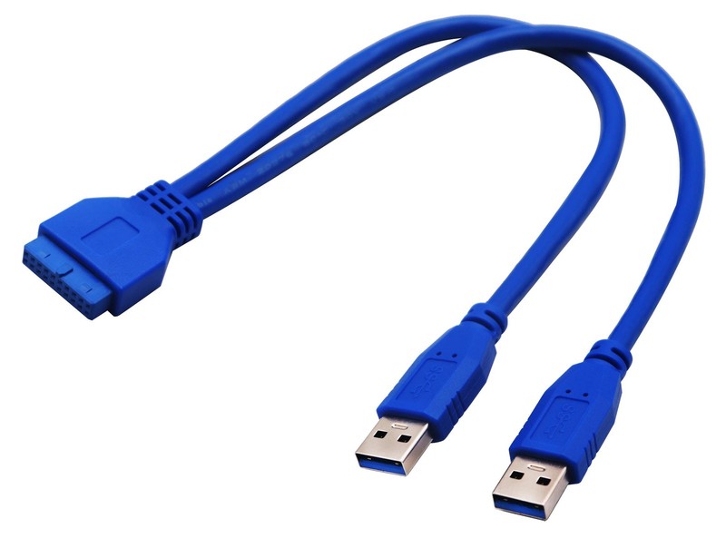 2 Port USB 3.0 Splitter 30cm/12in, Dual A Male to 20 Pin Motherboard Header, PC gallery