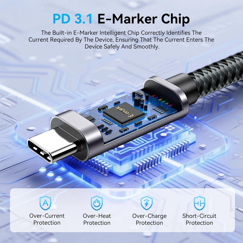 USB4 Cable 40Gbps, 8K@60Hz Video Cord, 240W Fast Charging USB-C to USB-C Cabl... gallery
