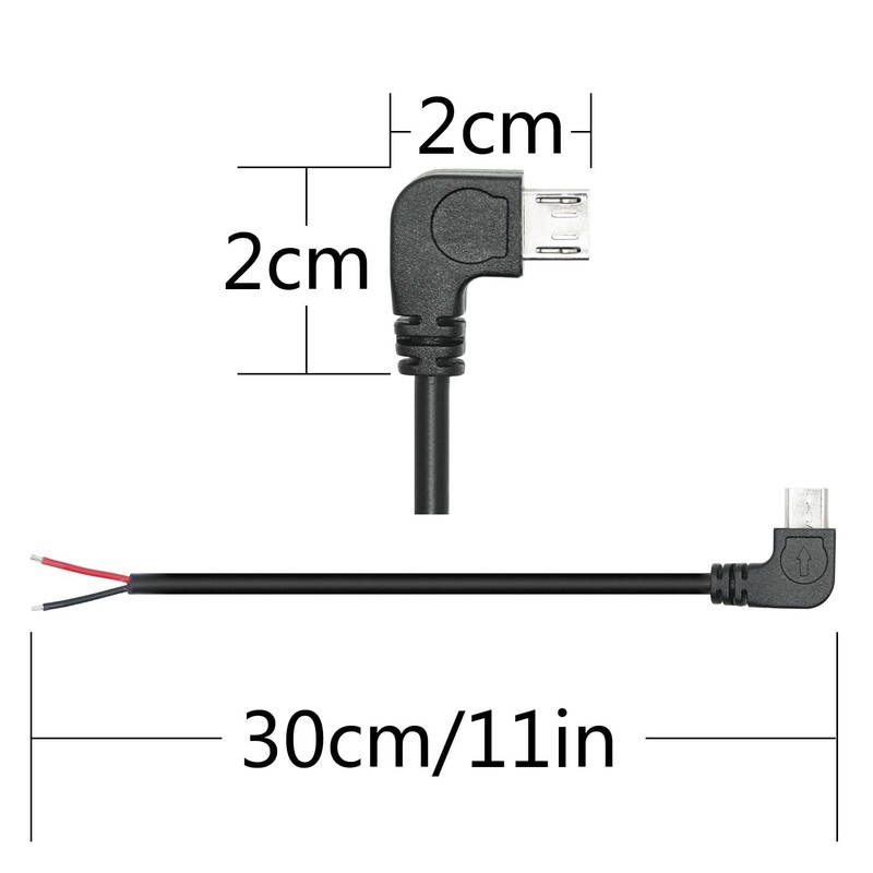 4Pcs Right Angle Micro USB to 2 Pin Bare Wire Open End Cable 11inch 90 Degree... gallery