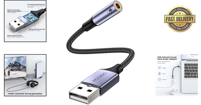 Portable USB Audio Adapter 20cm with Superior Sound Quality & Compatibility gallery