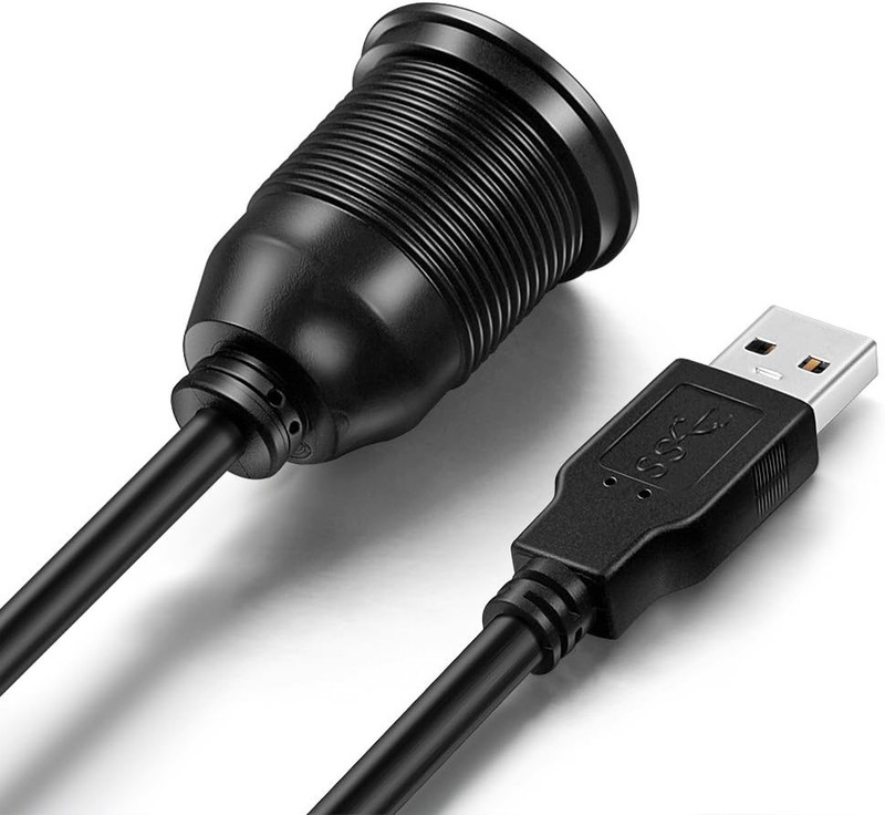USB 3.0 Male to Female AUX Flush Mount Extension Cable for Car Truck black gallery