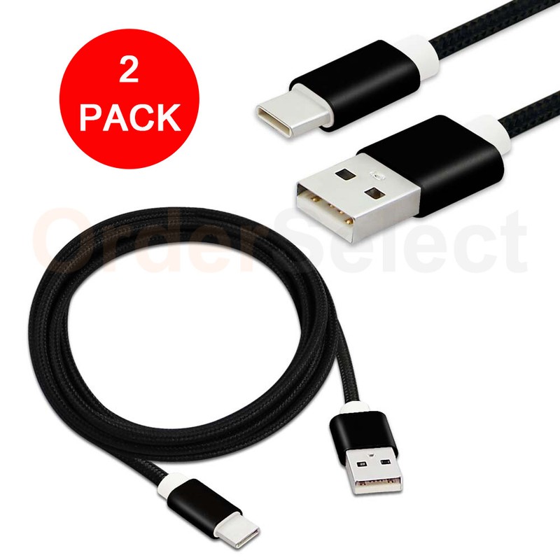 2 Pack Fast Charging Cord Type C Cable BLK USB-C For Samsung Galaxy A10E A20 A50