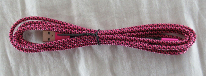 AILKIN Micro USB 6 Foot Charging Cables Lot of 3 Pink Purple Green Nylon NEW gallery