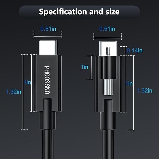 3FT USB4 Cable ScrewLock 80Gbps 240W 8K Thunderbolt 4/3 Machine Vision gallery