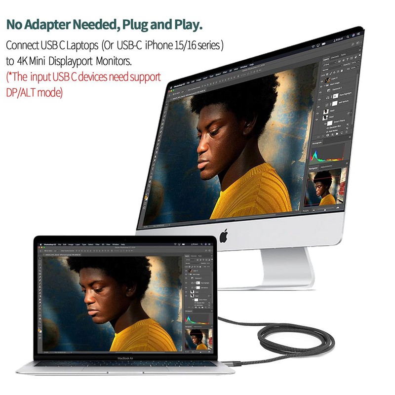 USB C to Mini Displayport Cable 4K 60Hz 6ft - Not Bi-Directional for MacBook gallery