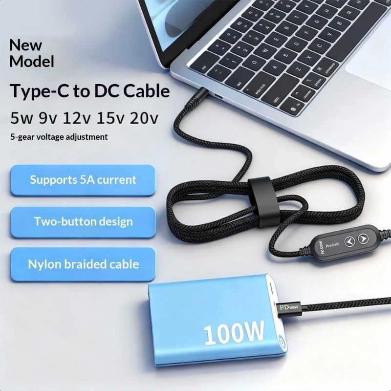 Double Button Operated 100W Charging Cable Includes 8 Adapters for Various gallery